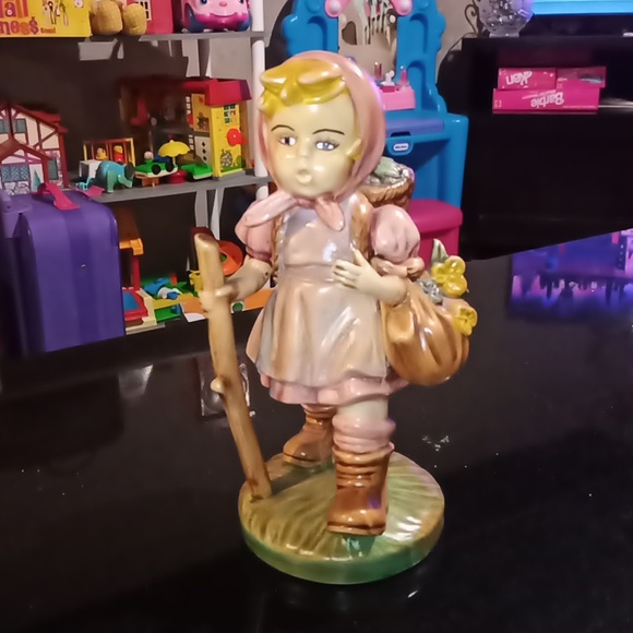 Other - Large Reproduction Ceramic Mold hummel Girl Walking w/Stick & Back Basket 11"